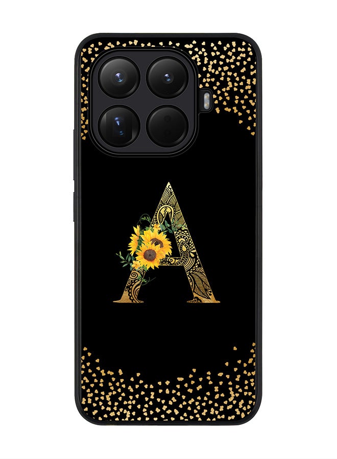 For Xiaomi 15T Pro Case,Slim fit Camera Protection, Shockproof Thin Phone cover  - Custom Floral Monogram - A ( Black )